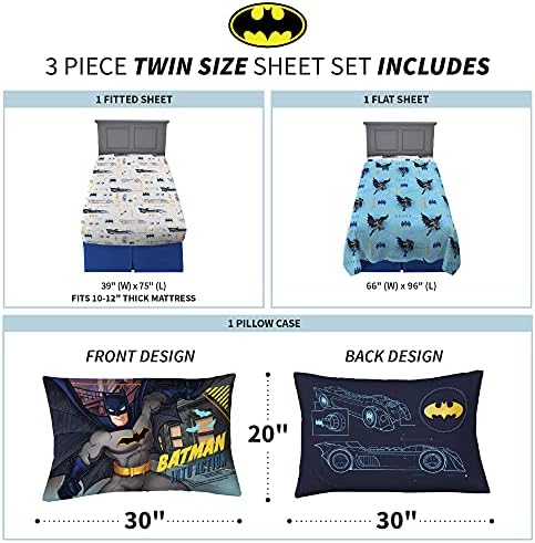 Franco Kids Bedding Batman Super Soft Microfiber Sheet Set - Twin