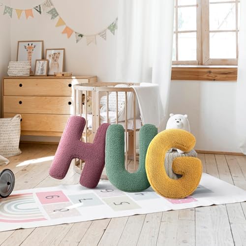 Huraty Green R Letter Throw Pillow Cushion