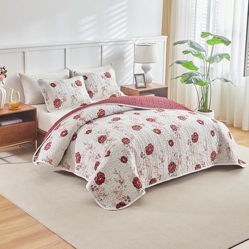 Shxime Floral Quilt Set 3 Pieces Queen Size