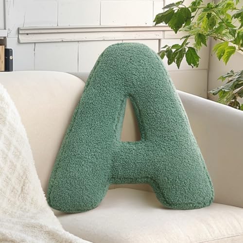 Huraty Green Letter Pillow Decorative Throw