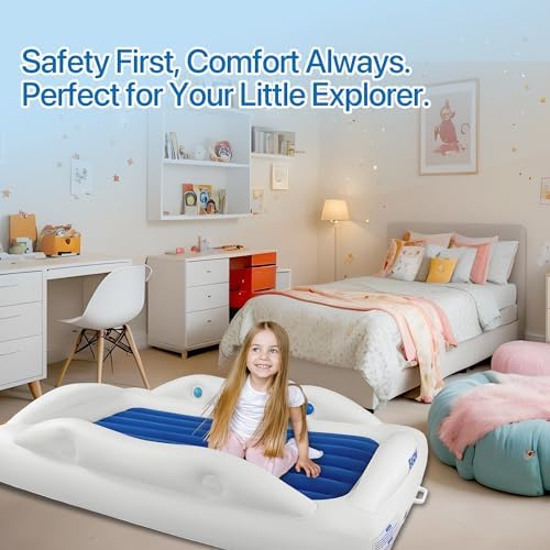 JEASONG Portable Inflatable Kids Bed with Safety Sides