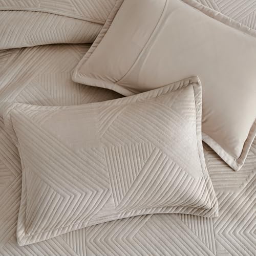 WARMDERN Velvet Quilt Set Queen Size