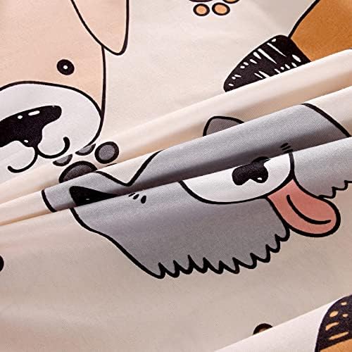KWLOVER 2PCS Soft Fitted Sheet Pillowcase Set - Doggy Printed Pattern for Kids