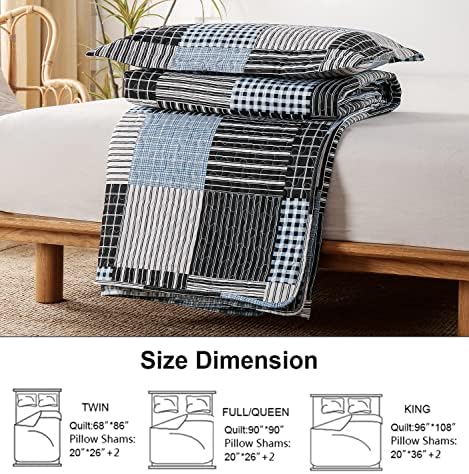 Ycosy Plaid Quilt Set Full Queen with 2 Pillow Shams