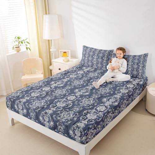 Erosebridal Damask Fitted Sheet Twin Gothic Floral
