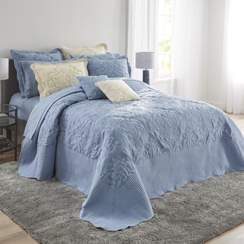 BrylaneHome Ultra Soft Damask Bedspread - Queen Ivory