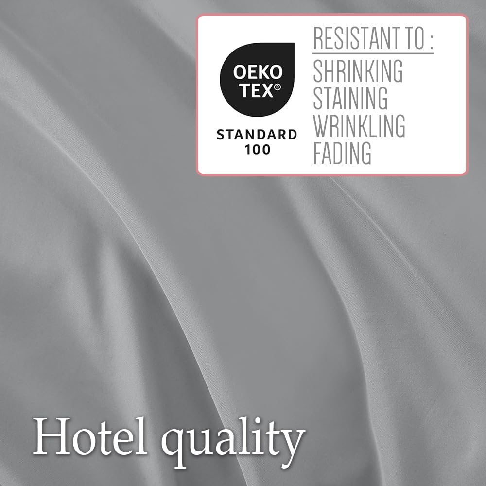 lalaLOOM Soft Gray Queen Sheet Set 4 Piece Microfiber Linen