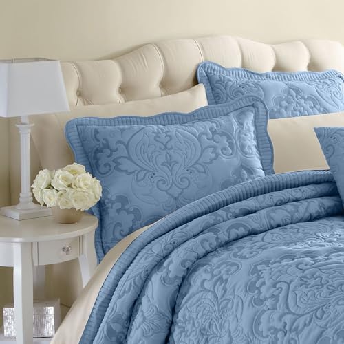 BrylaneHome Ultra Soft Damask Bedspread - Queen Ivory