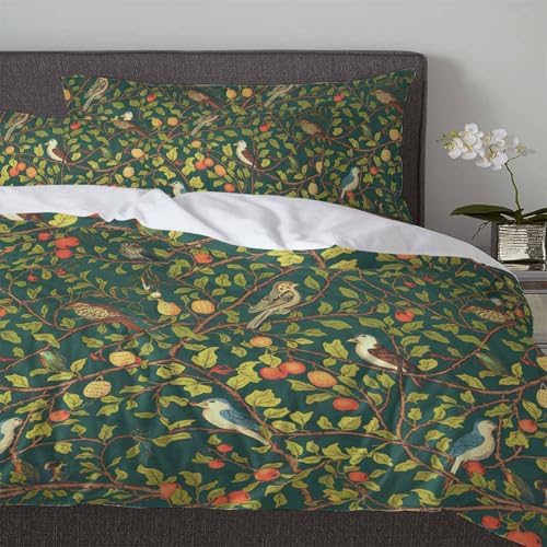 Boanket 3-Piece Queen Bedding Set with Zipper Closure and Abstract Leaves Design