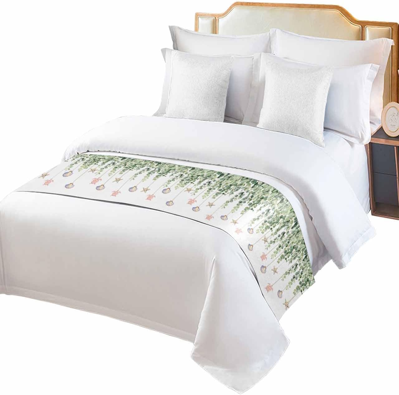 Litter Star King Bed Runner Green Eucalyptus Sea Turtle Scarf 1