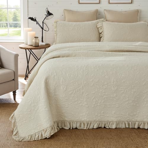 Brandream Queen Quilt Set 3-Piece Cotton Beige