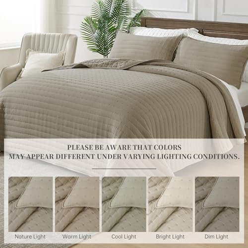 Suchbed Beige Cross-Stitch Quilt Set King Size 1