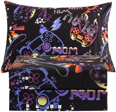 JSD Black Gaming Sheet Set Twin Size 3 Piece