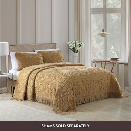 Beatrice Home Fashions Medallion Chenille Bedspread Full Gold