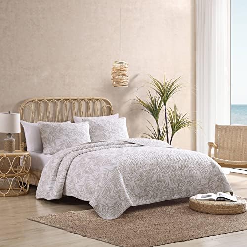Tommy Bahama Queen Quilt Set with Shams - Palmday Beige