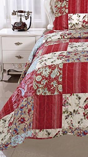 English Roses Quilt Set Reversible 3PC FullQueen Size
