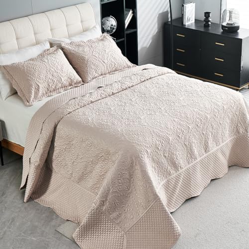 Cmfshape Floral Embroidery Quilt Set 3 Piece King Size