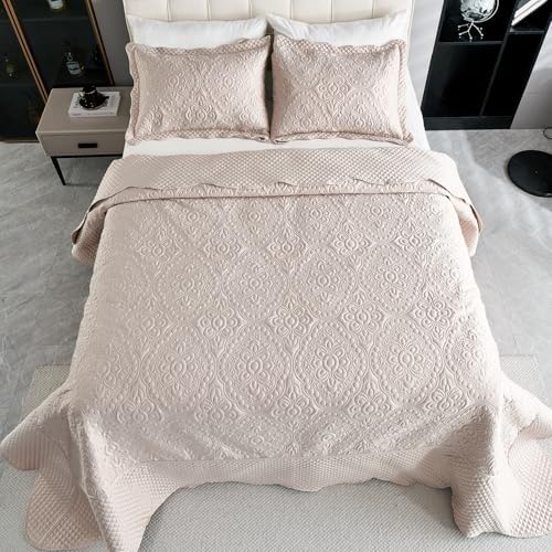 Cmfshape Floral Embroidery Quilt Set 3 Piece King Size