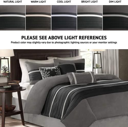 Madison Park Palmer Comforter Set - Faux Suede Black Queen 7 Piece
