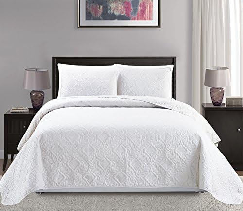 MK Home 3pc Full Queen Over Size Diamond Bed Cover Set