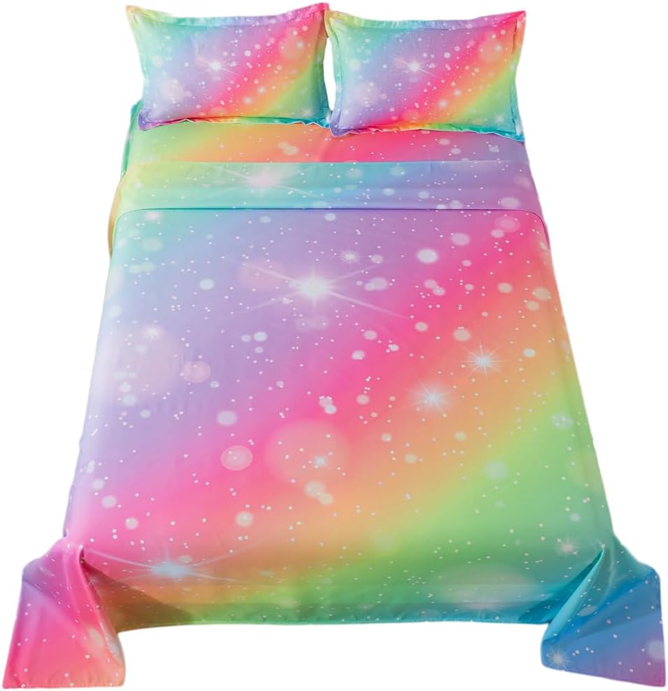 ADASMILE A S Rainbow Fitted Bed Sheet Set for Kids 1