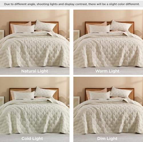Litanika Beige California King Quilt Set - Lightweight and Soft 3 Piece