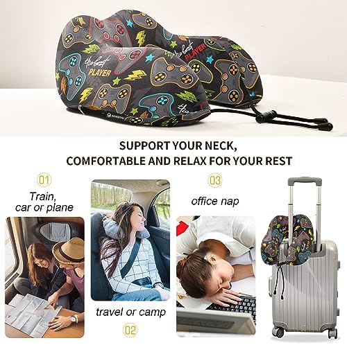 JIPONI Travel Pillow with Memory Foam and Snap Strap 1