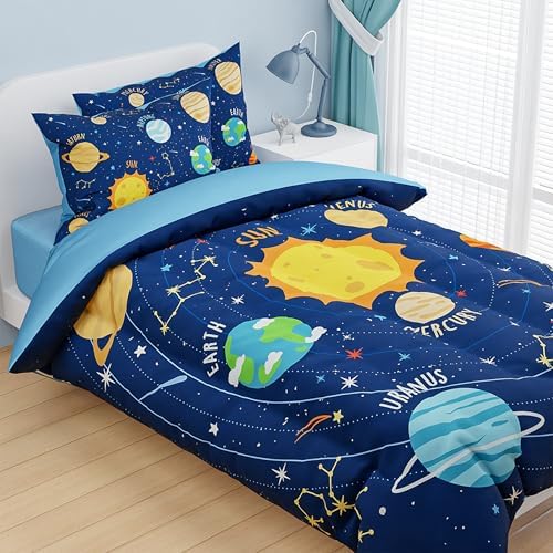 SANDJEST Solar System Duvet Cover Set for Kids