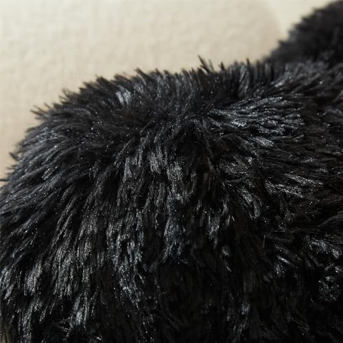 MOOWOO Fluffy Heart Pillow Faux Fur Throw Cushion 40x40cm