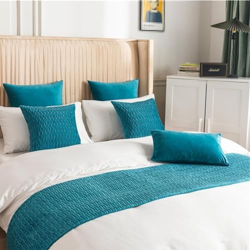 Sky Blue Bed Runner with 2 Pillowcases 30x50cm