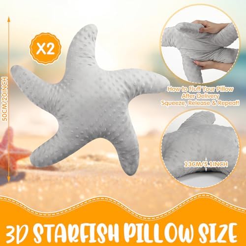 Fumete Starfish Throw Pillows 20 Gray 2 Pcs Coastal Decor