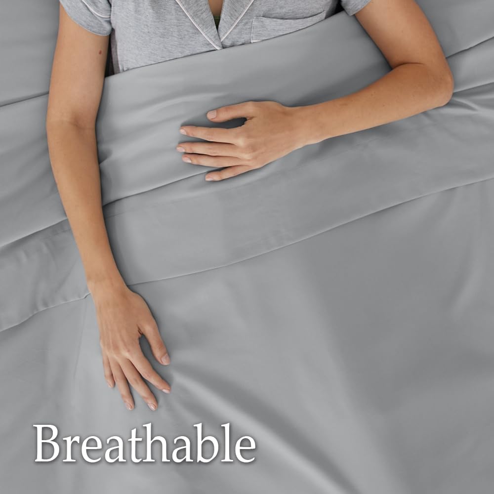 lalaLOOM Soft Gray Queen Sheet Set 4 Piece Microfiber Linen