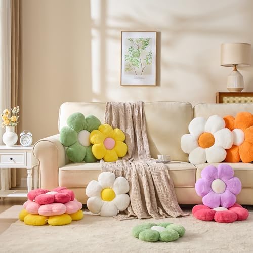 Cute Daisy Shaped Throw Pillow - White Yellow 1574 Inch