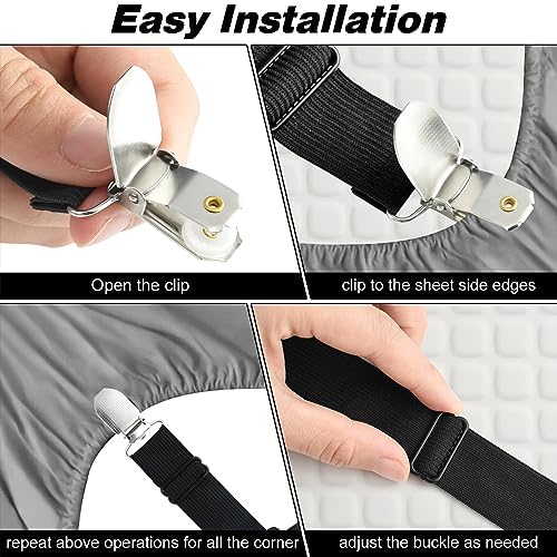 2 Pieces Bed Sheet Holder Straps - Black