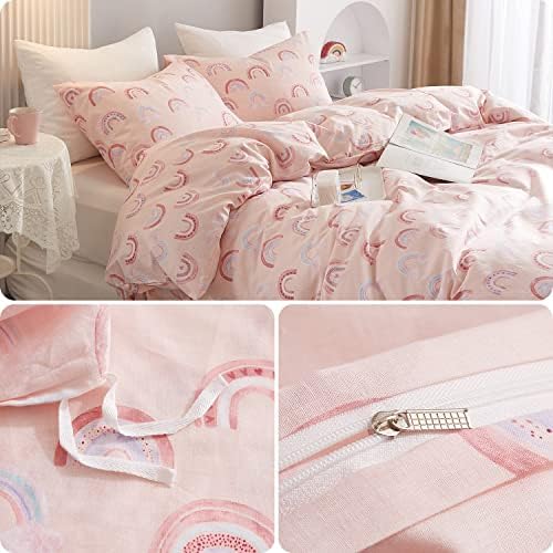 Ivellow Rainbow Pink Twin Duvet Cover Set 3Pcs