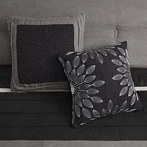 Madison Park Palmer Comforter Set - Faux Suede Black Queen 7 Piece