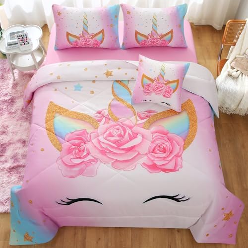 JQinHome Unicorn Twin Bedding Set 6 Piece 1