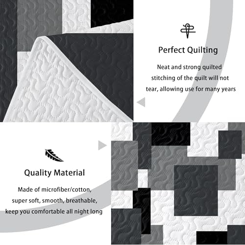 Tyrot Modern Patchwork Quilt Set Queen Size