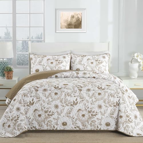 Drucon Floral Quilt Set Queen 3 Pieces