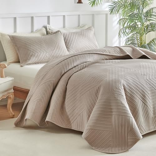 WARMDERN Velvet Quilt Set Queen Size