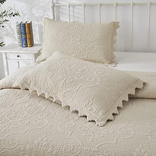 Brandream Beige Quilt Set King Size 3Pcs