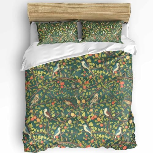 Boanket 3-Piece Queen Bedding Set with Zipper Closure and Abstract Leaves Design