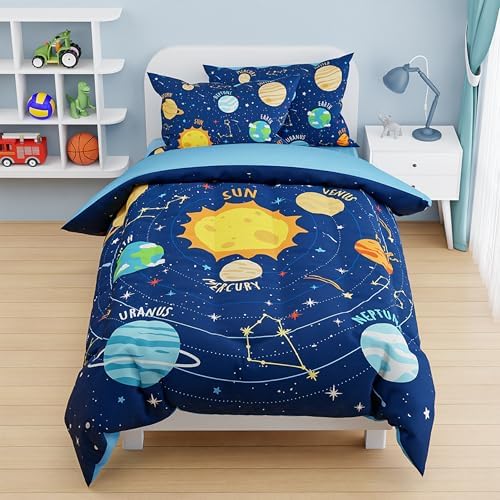 SANDJEST Solar System Duvet Set Twin for Kids