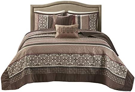 Madison Park Princeton Reversible Quilted Bedspread Set Queen 102x118 Red 5 Piece 1