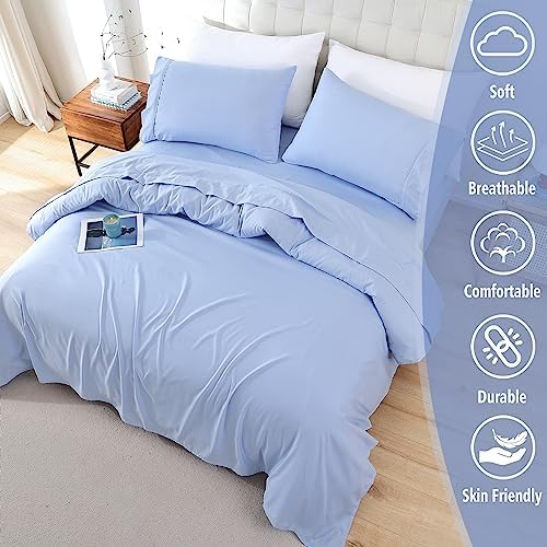 Whitney Home Textile Twin Sheet Set - Sky Blue Luxury Cooling Bedding