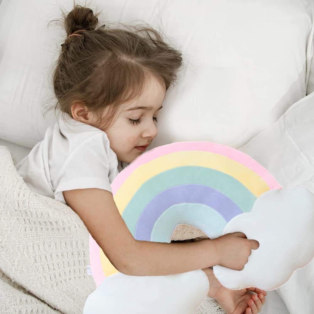 BENEKIY Rainbow Cloud Plush Pillow for Girls 21 Inch Throw