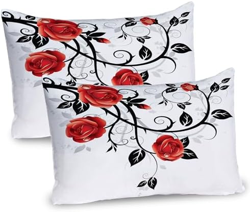 Ambesonne Gothic Pillow Sham Set of 2 Vermilion Black White 1