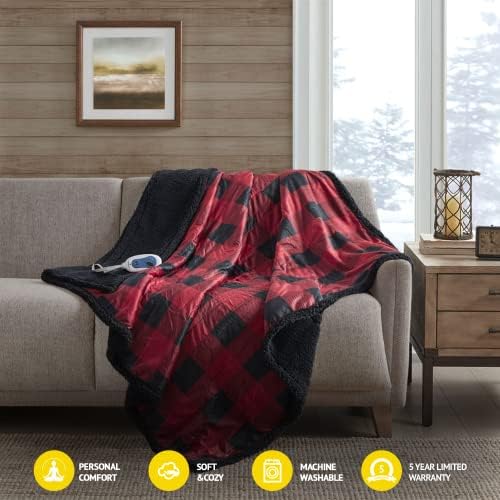 Woolrich Red Berber Electric Blanket Oversized Throw