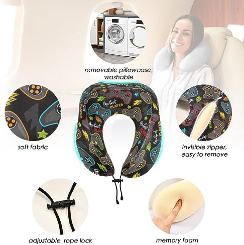 JIPONI Travel Pillow with Memory Foam and Snap Strap 1