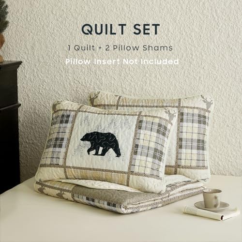 Wake In Cloud Rustic Quilt Set with Wildlife Pattern